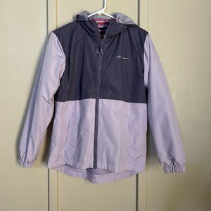 Eddie Bauer Girls Jacket Large Purple Lone Peak Lined Outdoors Waterproof Hood